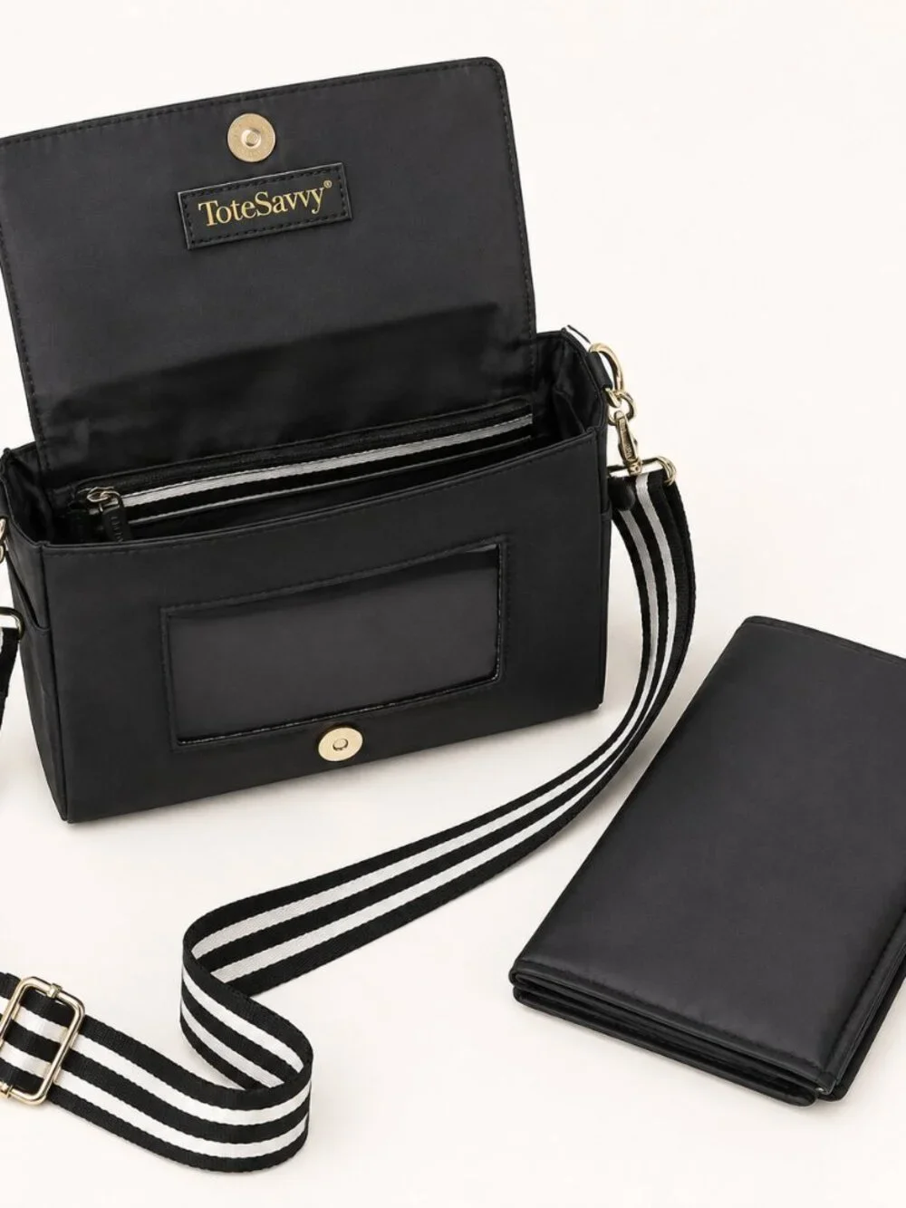 New ToteSavvy Change Kit Crossbody Diaper Bag Black
